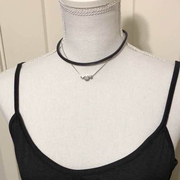 Adorable NWT Black & Silver Tone 2 Layer Choker